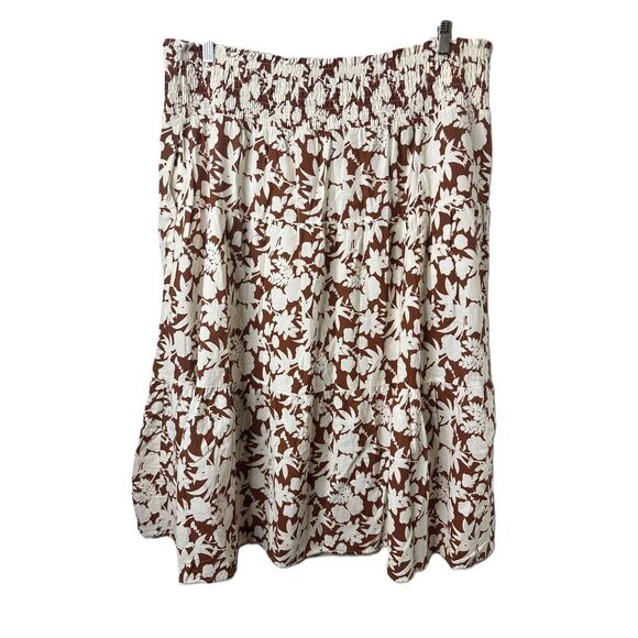 Universal Thread Goods Co Skirt Womens Size 2X Brown Floral A Line Midi Tiered - Picture 8 of 8